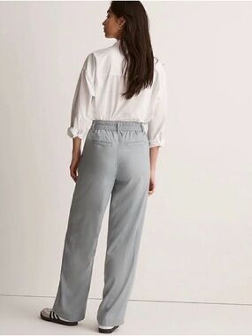 Madewell Light Gray Wide-Leg Elastic Waist Pants